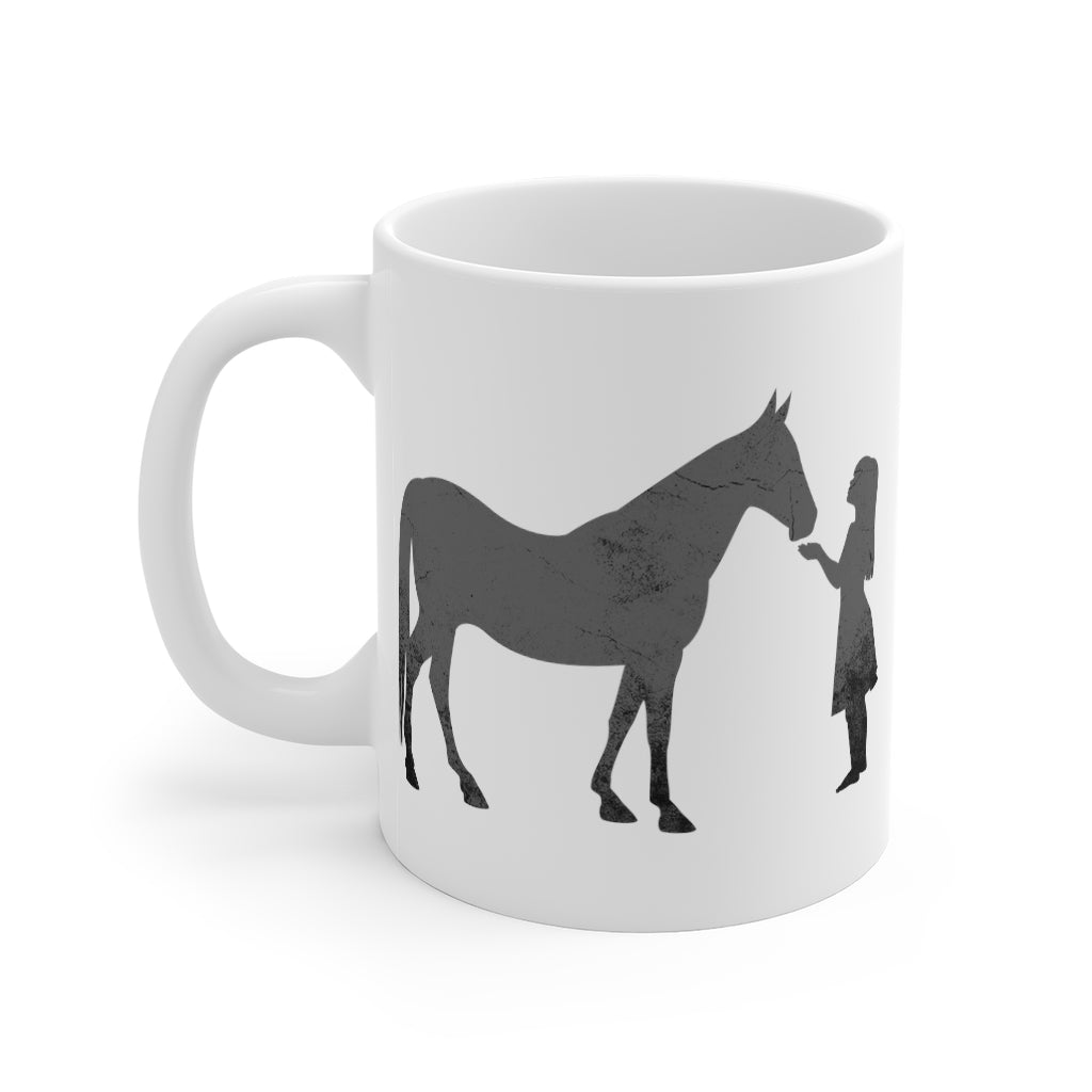 Girl with Horse Silhouette Mug 11oz