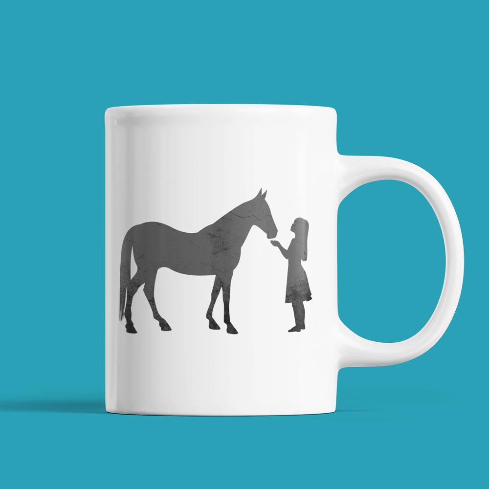 Girl with Horse Silhouette Mug 11oz