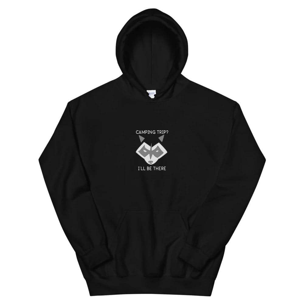 black camping raccoon hoodie