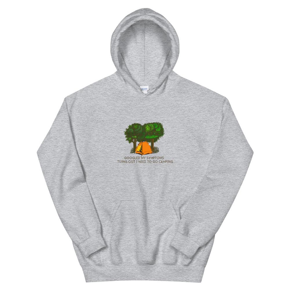 grey camping hoodie