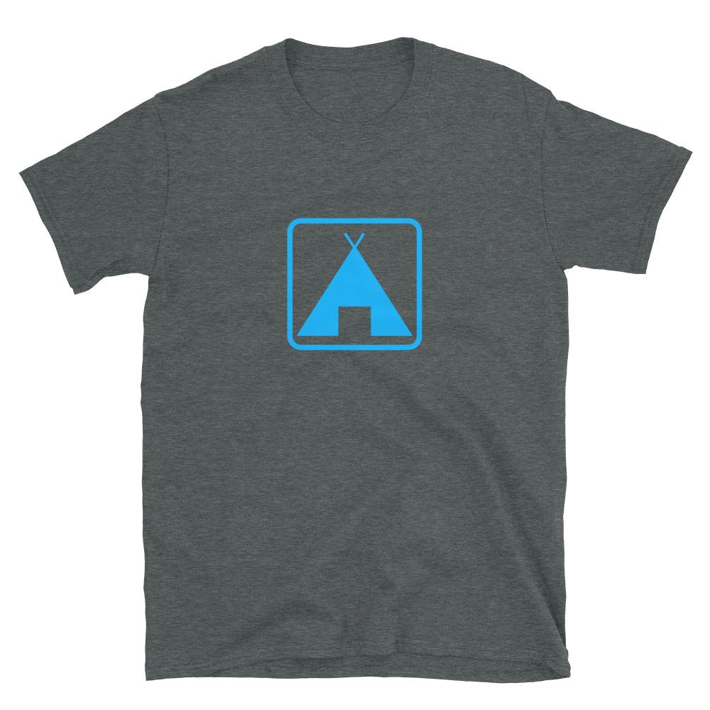 dark heather camping sign shirt