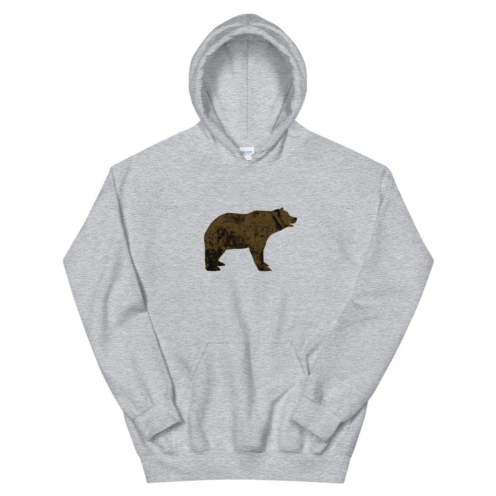 sport grey brown bear hoodie