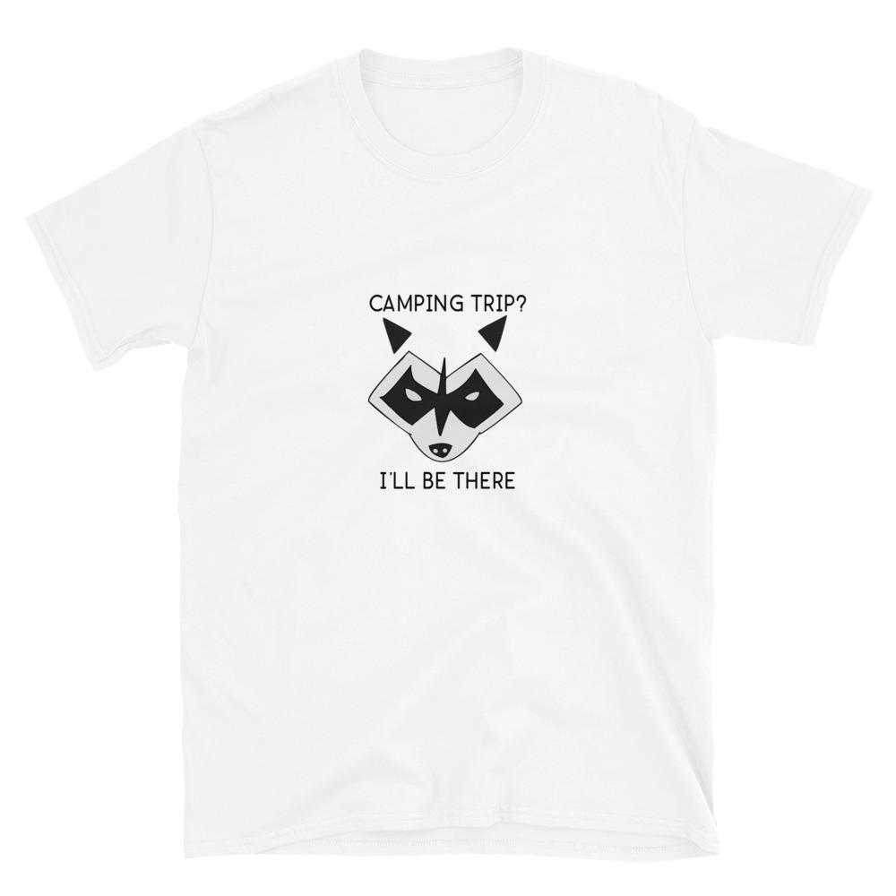white camping raccoon shirt