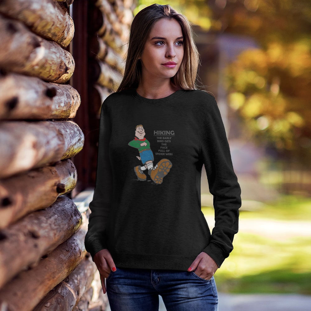 woman wearing early bird sweatshirt