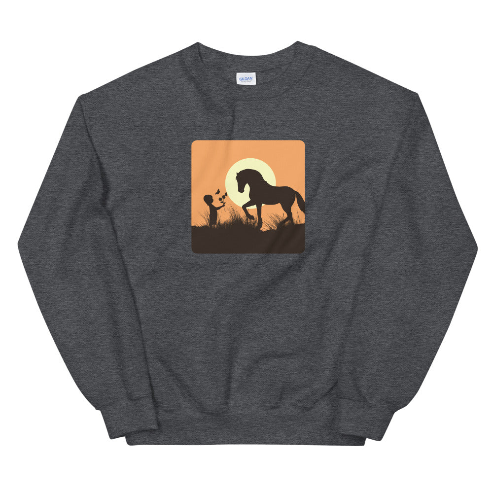 Girl & Her Horse At Sunset - Unisex Graphic Sweatshirt