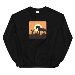 Girl & Her Horse At Sunset - Unisex Graphic Sweatshirt