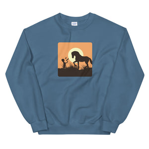 Girl & Her Horse At Sunset - Unisex Graphic Sweatshirt