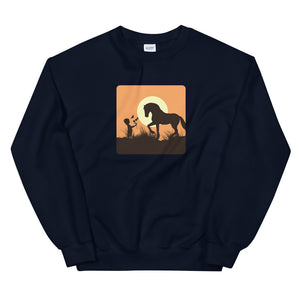 Girl & Her Horse At Sunset - Unisex Graphic Sweatshirt