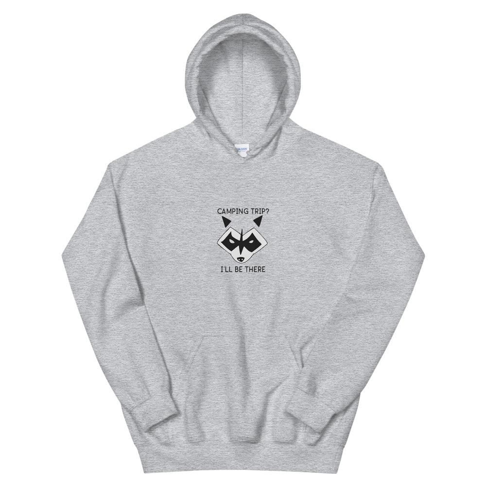 sport grey camping raccoon hoodie